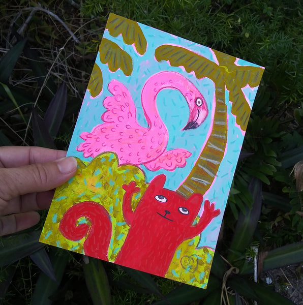 Flamingo + Squirrel + Palm Tree